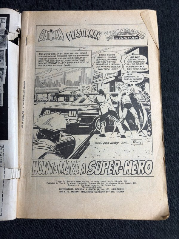 Vintage BUMPER BATCOMIC Planet Comics #7 GD- 1.8 Batman Plastic Man AUSTRALIAN