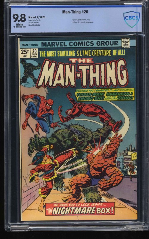 Man-Thing #20 CBCS NM/M 9.8 White Pages Spider-Man!