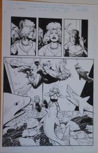 PAUL CHADWICK / RON RANDALL original art, DEADPOOL #46, Pg 14, Sharks, 1997