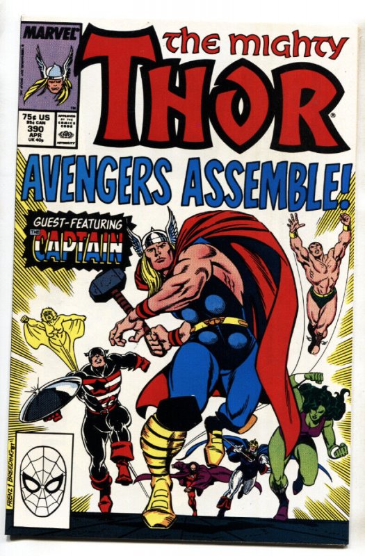 Thor #390 -- 1988 -- Captain America wields Mljonir -- comic book -- NM-