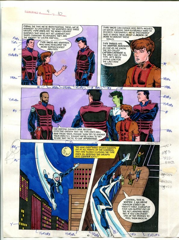 Elementals #9 Page #10 Original Color Guide Ken Feduniewicz