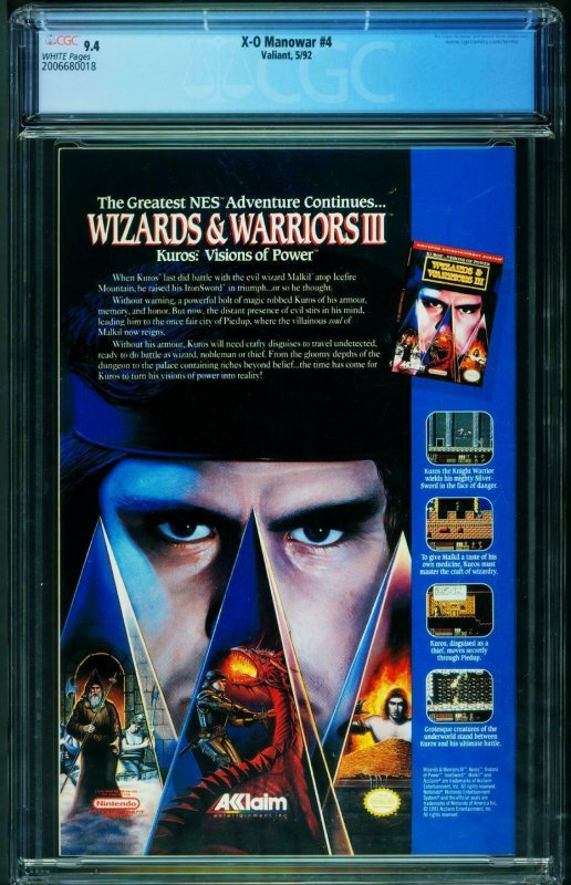 X-O MANOWAR #4 CGC 9.4-First appearance SHADOWMAN- 2006680018