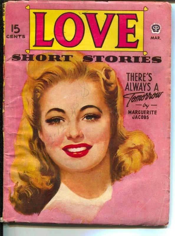 Love Short Stories 3/1945-Popular-pin-up girl cover art-WWII era-Marguerite J...