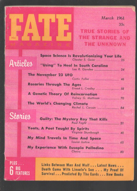 Fate 3/1961-Reincarnation-Time Travel-Mystic-occult-pulp mystery-FN