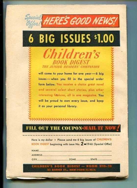 CHILDREN'S BOOK DIGEST-#1-DEC 1946-PULP-CARROLL-SOUTHERN STATES PEDIGREE-fn