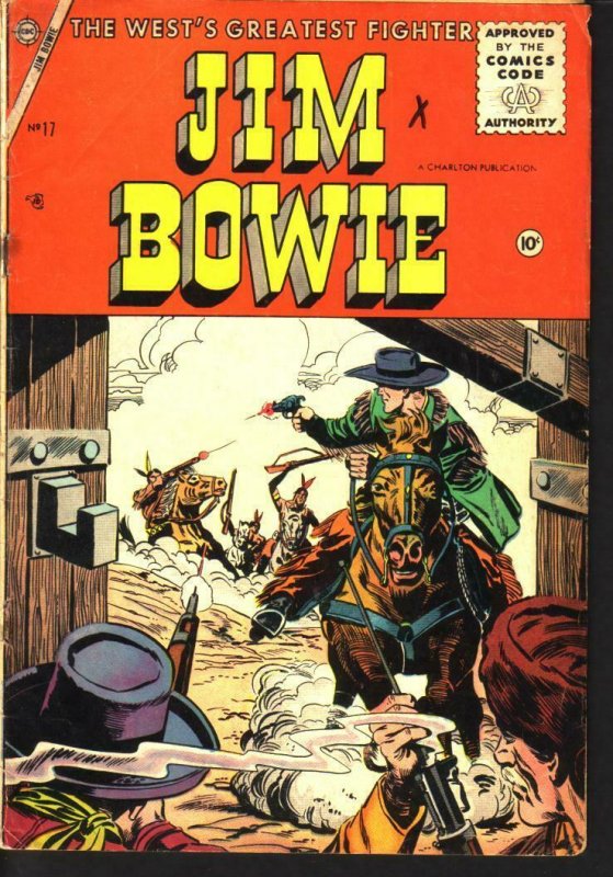 JIM BOWIE #17 CHARLTON WESTERN ACTION INDIAN GUN 1956 G/VG