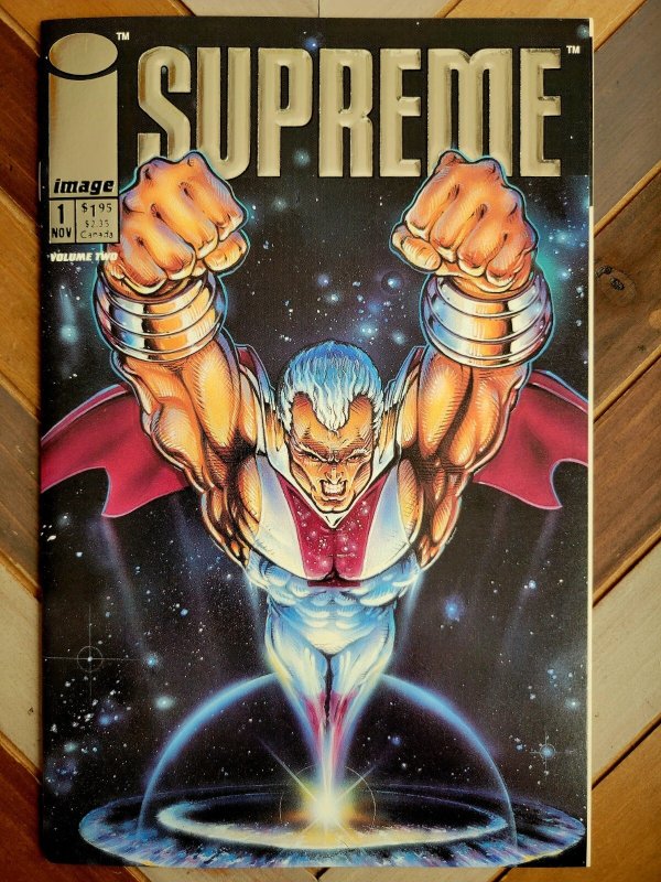Supreme #1 w Trading Card (Image 1993) Silver Foil / 1st Issue Rob Liefeld VF/NM