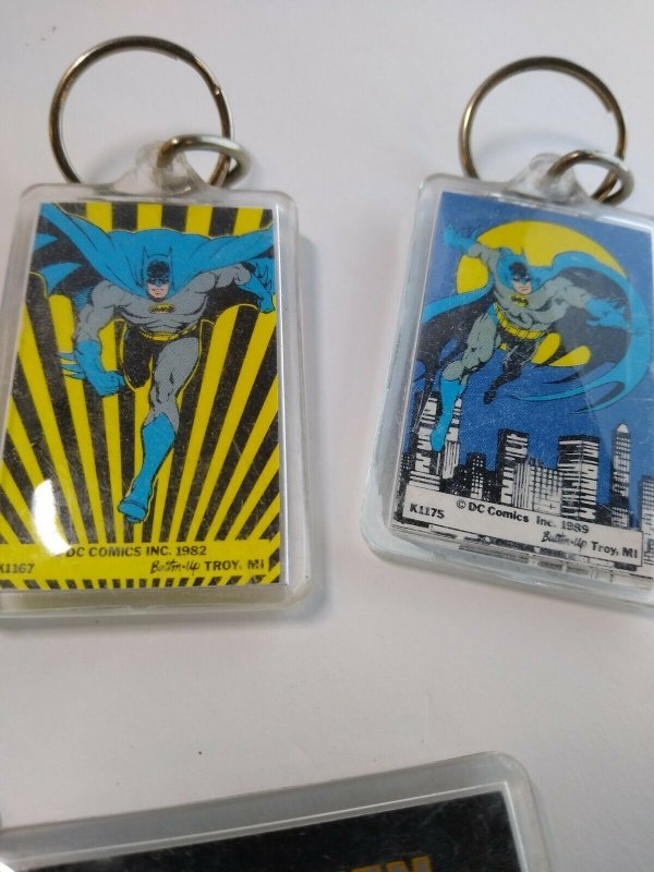 Batman Keychain Lot Of 7 Different Licensed Official DC Comics Superhero's 1980s 