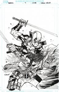 Arte de capa original Sergio Davila Deadpool #5 Marvel Death Grip publicada-