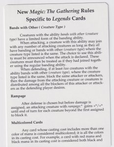 MAGIC THE GATHERING LEGENDS - LEGENDS RULES (1994) Mint 9.9. beautiful card!