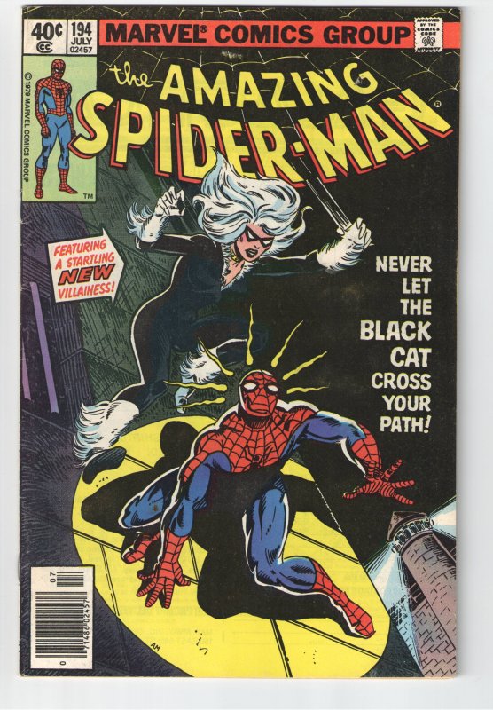 AMAZING SPIDERMAN 194 F/VF 7.0* look.1st APPEARANCE BLACK CAT