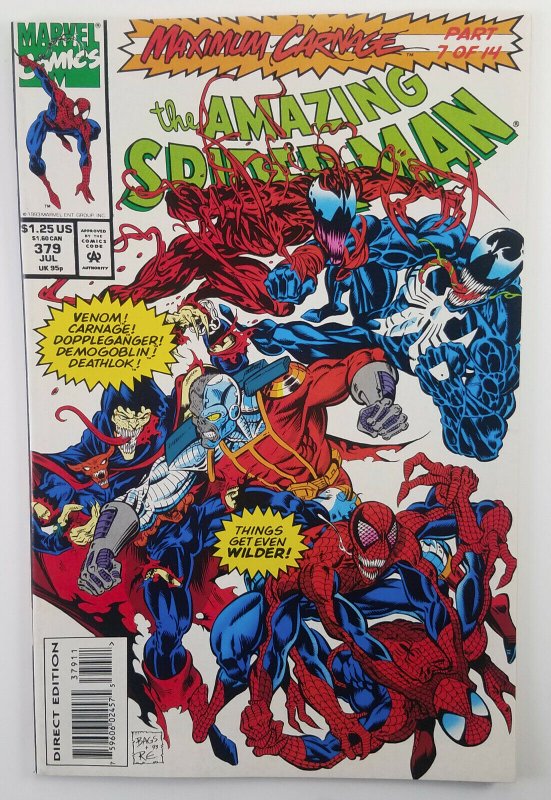 Amazing Spider-man 379 Maximum Carnage #7 Venom High Grade, Marvel 1993 Key