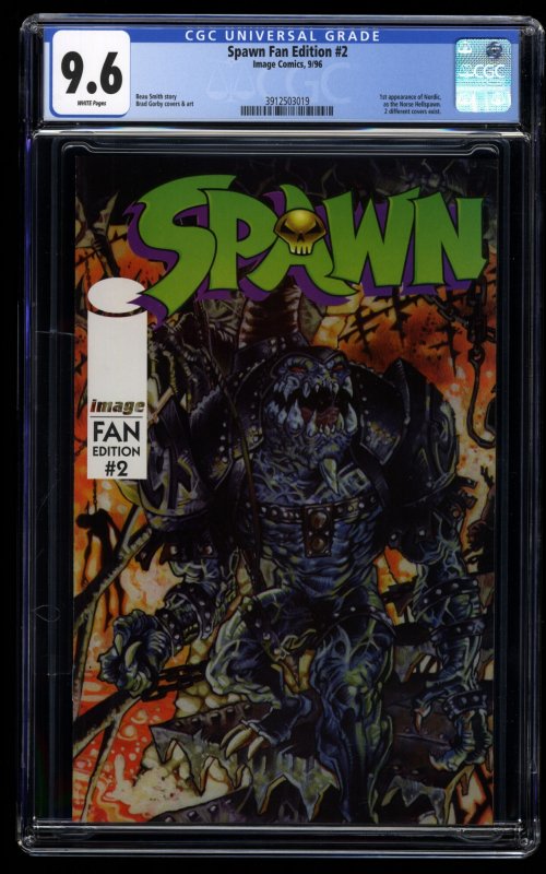 Spawn Fan Edition #2 CGC NM+ 9.6 White Pages Cover B Variant