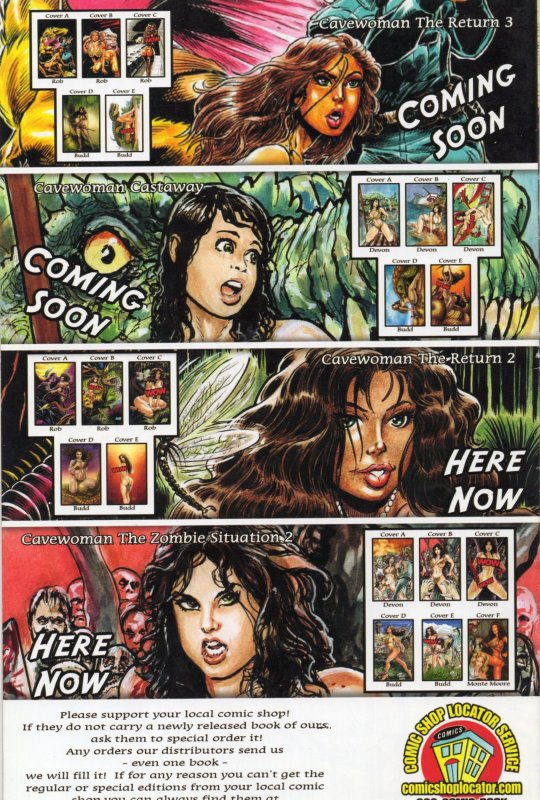 Cavewoman: The Return #2 (2015) Comic Book Black Canvas Grade VF 8.0