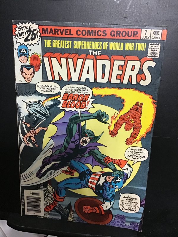 The Invaders #7 (1976) mid grade baron blood key! FN+ Wow