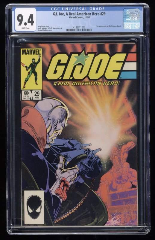 G.I. Joe, A Real American Hero #29 CGC NM 9.4 White Pages 1st Crimson Guard!