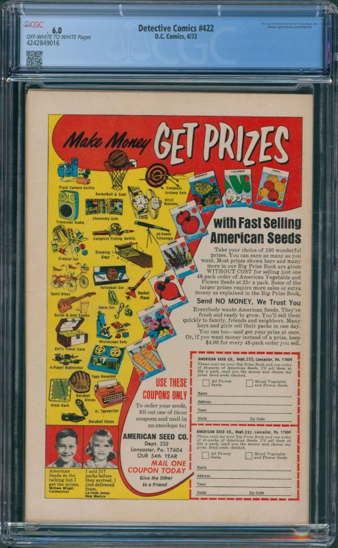 Detective Comics #422 (1972) CGC 6.0