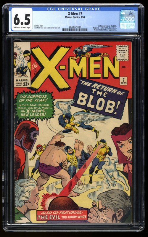 X-Men #7 CGC FN+ 6.5 Blob! Magneto Scarlet Witch Appearances!