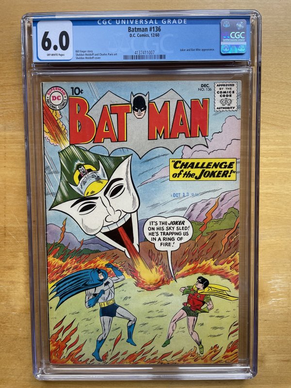 Batman #136 CGC 6.0 (DC 1960) Iconic Silver Age Joker cover! New slab!