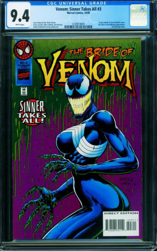 Venom: Sinner Takes All #3 CGC 9.4-NEVER PRESSED-1995-She-Venom 1239314001