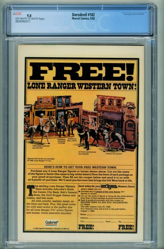 DAREDEVIL #182 CGC 9.8--ELEKTRA--FRANK MILLER--comic book--3826992017