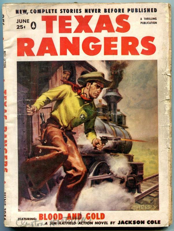 Texas Rangers Pulp June 1956- Jim Hattfield- Western G/VG