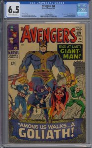 AVENGERS #28 CGC 6.5 1ST COLLECTOR BEETLE GIANT MAN BECOMES GOLIATH JACK KIRBY