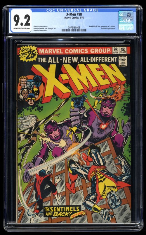 X-Men #98 CGC NM- 9.2 1st Amanda Sefton Sentinels! Cockrum Cover!