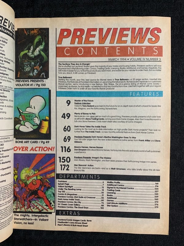 1994 March PREVIEWS Magazine FVF 7.0 Valiant / Martha Goes to War with 2 Inserts
