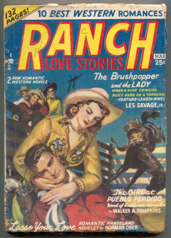 Ranch Love Stories Pulp #1 March 1950- Les Savage Jr 