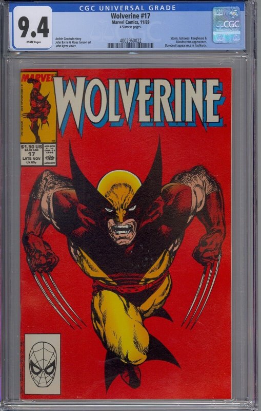 WOLVERINE #17 CGC 9.4 JOHN BYRNE COVER RARE PRODUCTION ERROR SIAMESE PAGES
