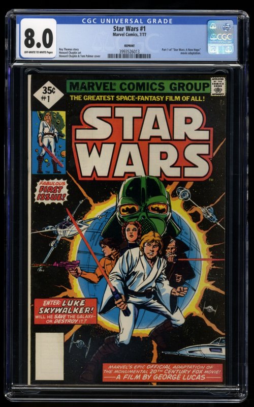 Star Wars (1977) #1 CGC VF 8.0 Off White to White Reprint