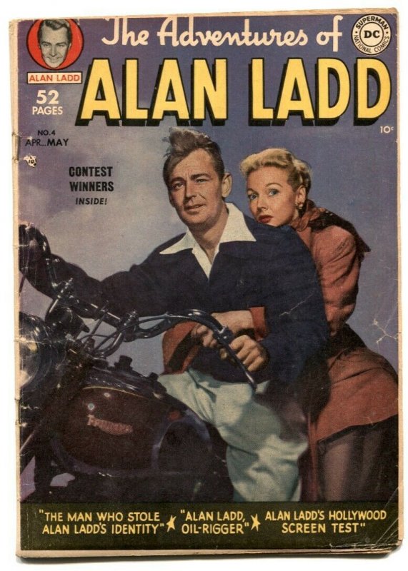 Adventures Of Alan Ladd #4 1950- Triumph motorcycle cover VG