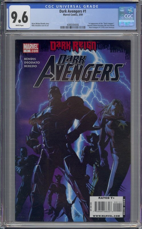 DARK AVENGERS #1 CGC 9.6 1ST DARK AVENGERS IRON PATRIOT 4006