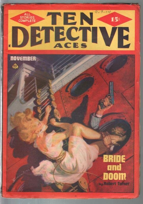 Ten Detective Aces 11/1948-Norman Saunders-hardboiled crime pulp-FN-