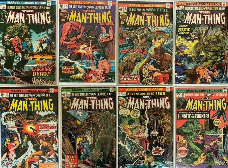 Man-Thing comic lot 16 different avg 5.0 VG/FN (range 4.0-6.0) (1974-81)