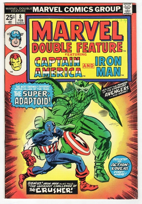 Marvel Double Feature #8 VINTAGE 1975 Marvel Comics Captain America Iron Man 