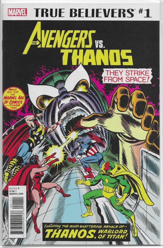 True Believers: Avengers versus Thanos #1 VF/NM (rep. #125) Englehart/Buscema