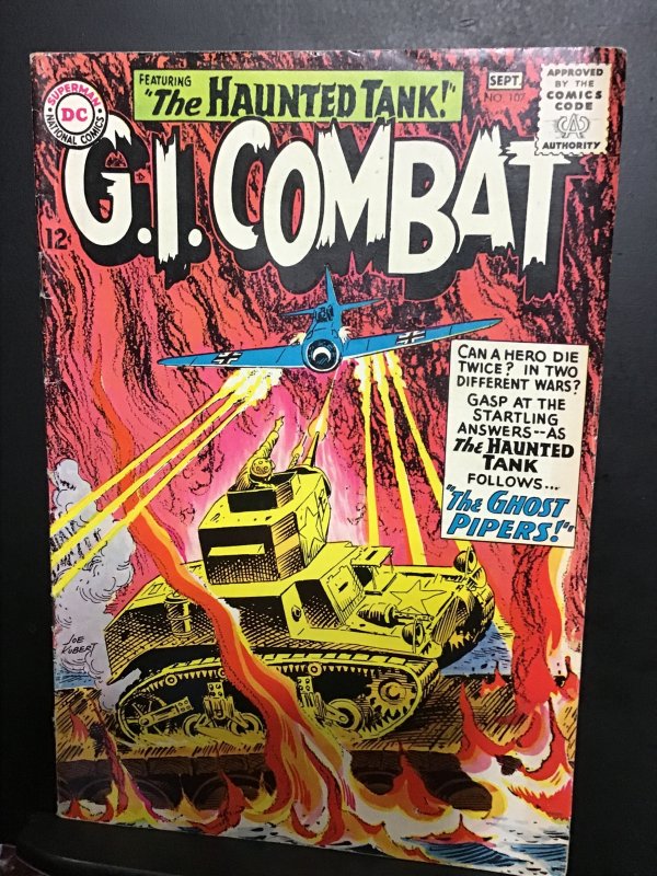 G.I. Combat #107 (1964) wow! Joe Kubert haunted tank cover key! VF/NM Boca CERT.