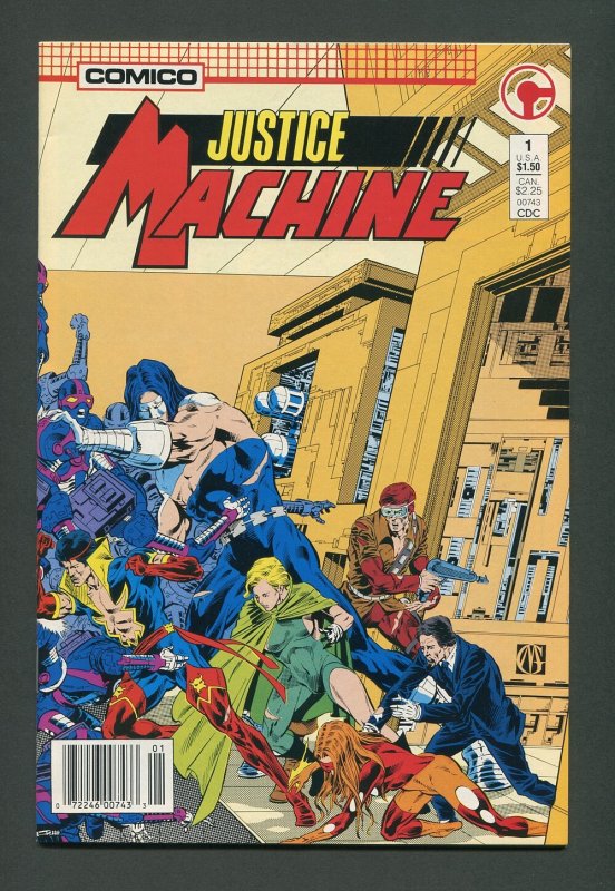 Justice Machine #1  / 8.5 VFN+  Newsstand  January 1987