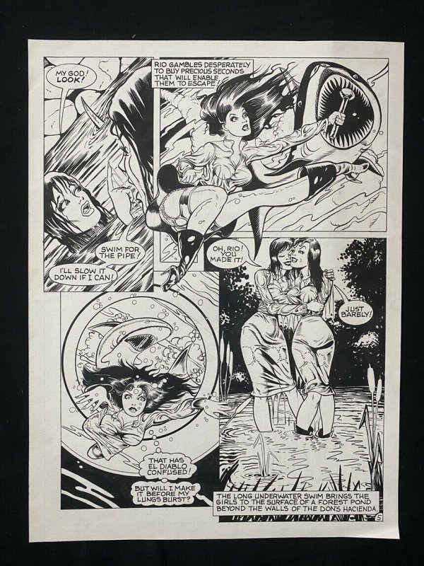 Original Art Unpublished 6 Page Senorita Rio Story- Black- Heike