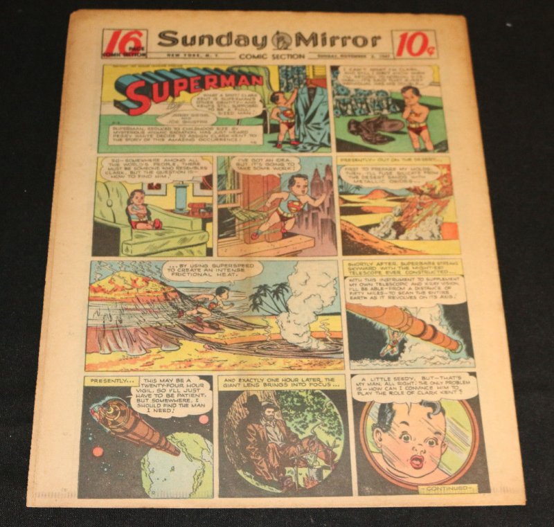 1947 Sunday Mirror Weekly Comic Section November 2nd (F+) Superman Joe Palooka
