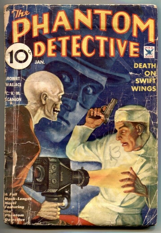 Phantom Detective Pulp 1/1935- Death Ray cover F/G