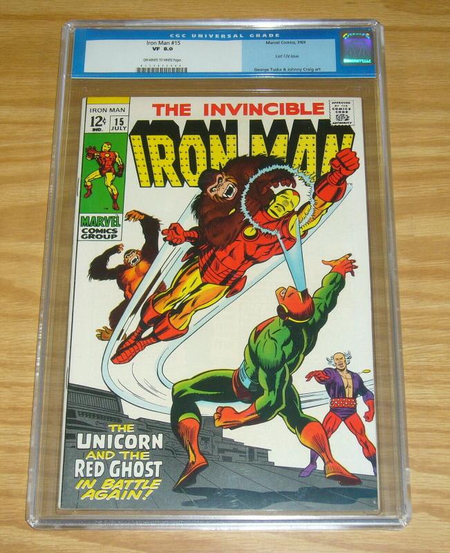 Iron Man #15 CGC 8.0 silver age marvel comics - unicorn - red ghost - july 1969