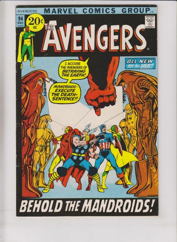 Avengers [1971 Marvel] #94 FN kree skrull war - neal adams - 1ST MANDROID 1971