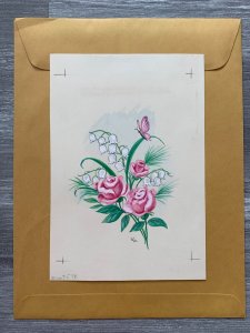 HAPPY MOTHERS DAY Pink Roses & Butterfly 6x8.5 Greeting Card Art MD7578