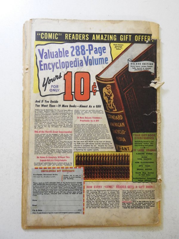 Miss Fury #4 (1944) FR/GD staples missing 2/3 book-length cumulative spine split