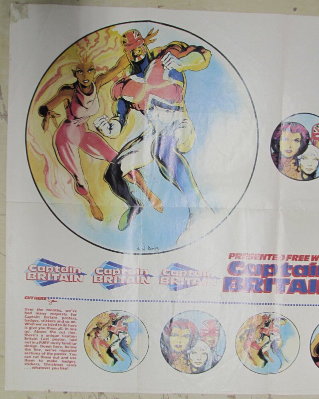 Captain Britain Comic Book Insert Poster 23.5x16.5 Folded 1985