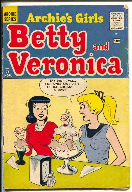 Archie's Girls Betty and Veronica #71 1961-Archie-ice cream-soda shop-pin-ups-VG