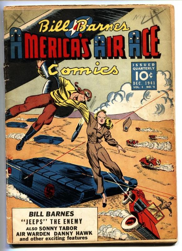 BILL BARNES AMERICA'S AIR ACE #5-1942-WWII Nazi cover-Golden-Age